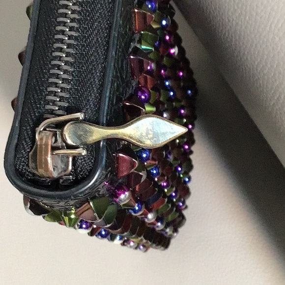 EUC. CHRISTIAN LOUBOUTIN Panettone Spike Long Zip Around Wallet in Black Multi - Picture 6 of 15